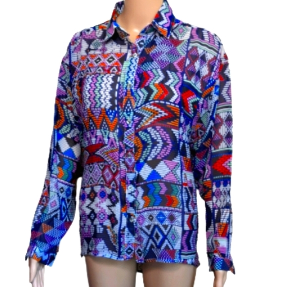 Mara Hoffman Button Down Silk Cutout Blouse Small - Picture 7 of 10